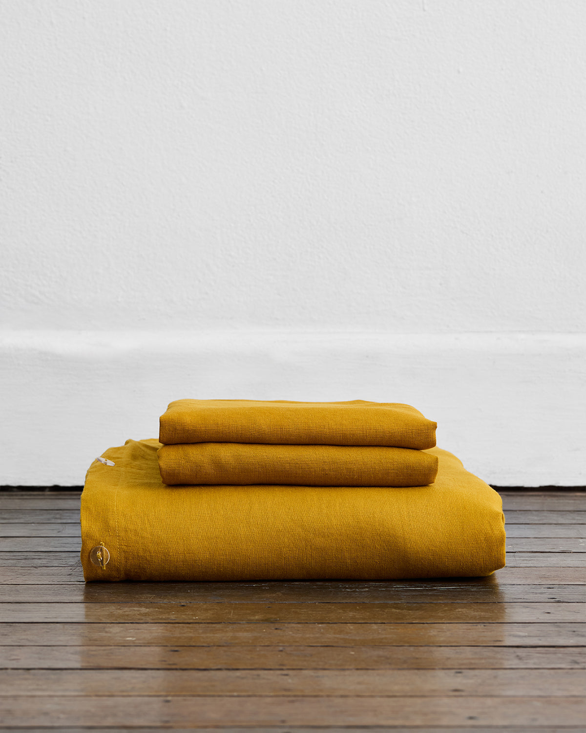 Turmeric 100% French Flax Linen Duvet Cover Set